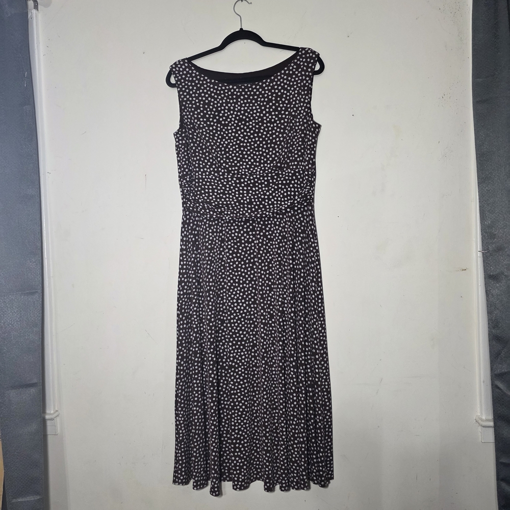 Perceptions Brown  and White Midi Dress